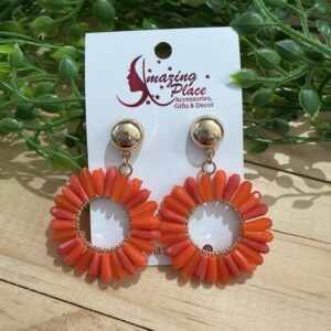 Orange Circle Earrings