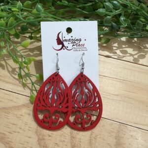 Red Wooden Earrings