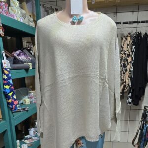 Cream Sparkly Bat Wing Sweater