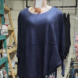 Navy Sparkly Bat Wing Sweater