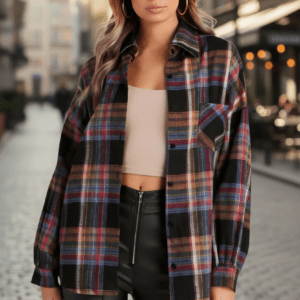 Orange Plaid Blouse