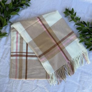 Pink & Cream Blanket Scarf