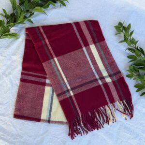Maroon Plaid Blanket Scarf