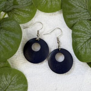 Navy Circle Earrings
