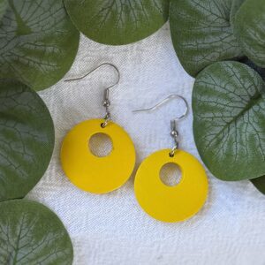 Yellow Circle Earrings