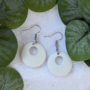 White Circle Earrings