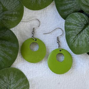 Green Circle Earrings