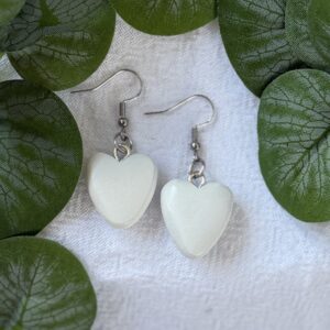 White Heart Earrings