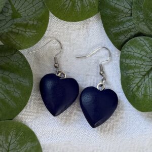 Navy Blue Heart Earrings