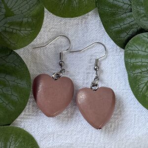 Dusty Pink Heart Earrings