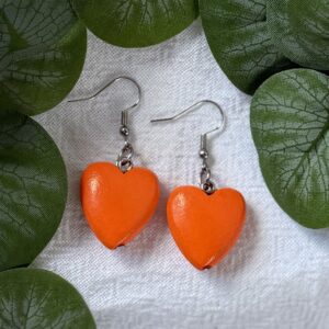 Bright Orange Heart Earrings