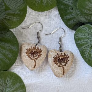 Protea Heart Earrings