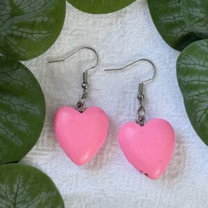 Bright Light Pink Heart Earrings