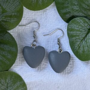 Grey Heart Earrings