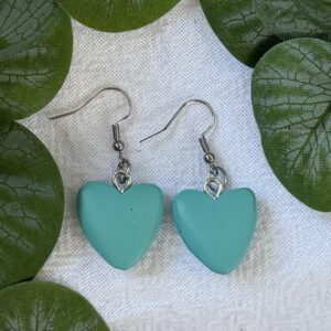 Teal Heart Earrings