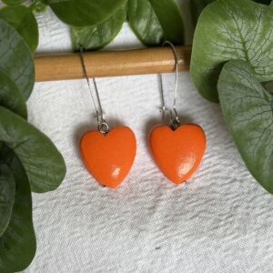 Bright Orange Heart Earrings
