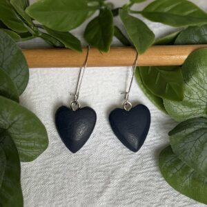 Navy Heart Earrings
