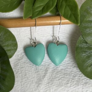 Teal Heart Earrings
