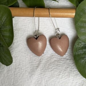 Dusty Pink Heart Earrings