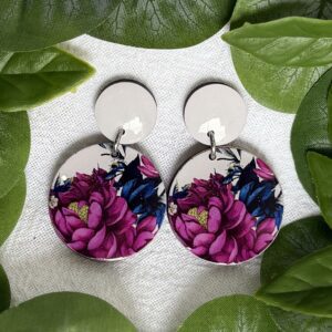 Purple And White Earrings