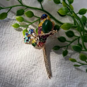 Green Birdie Brooch