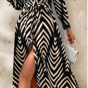 Black Symetrical Button Down Dress