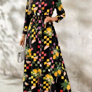 Black Lemon Button Down Dress
