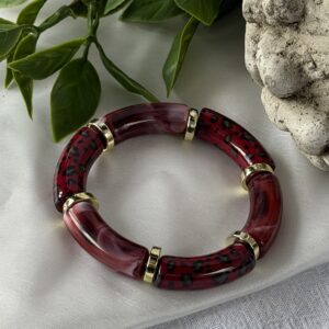 Burgundy Leopard Print Bracelet