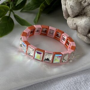 Pink And Orange Rhinestone Bracelet