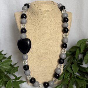 Black And Grey Beaded Necklace