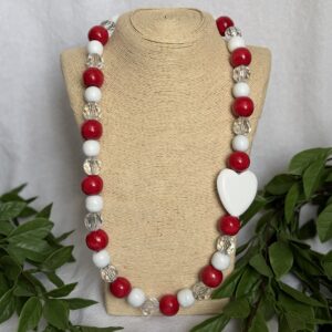 Red And White Beaded Necklace