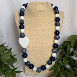 Blue And White Beaded Necklace