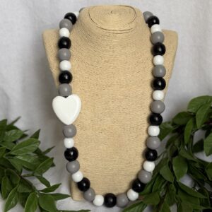 Black, White and Grey Beaded Necklace