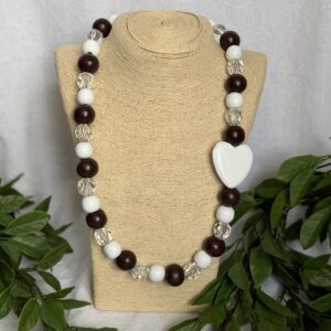 Brown And White Beaded Necklace