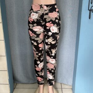 Black Floral Thermal Leggings