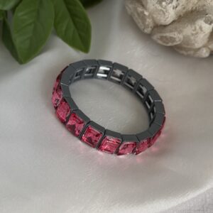 Pink And Grey Rhinestone Bracelet