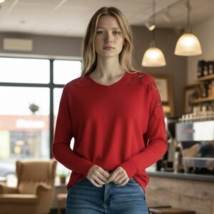 Red Lace Detail Sweater