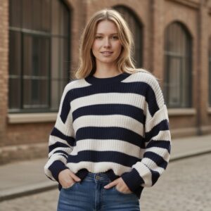 Navy And White Knitwear