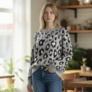 Dark Leopard Print Knitwear