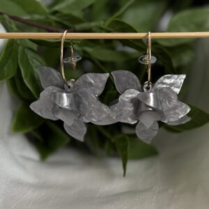 Grey Hard Flower Earrings