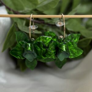 Green Hard Flower Earrings