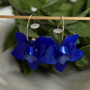 Royal Blue Hard Flower Earrings
