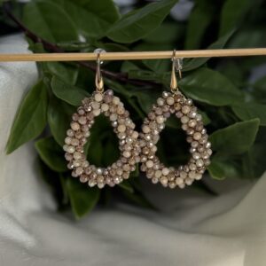 Neutral Beaded Tera Drop Earrings