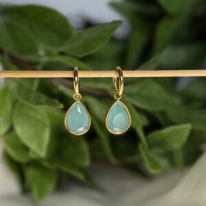 Light Blue And Gold Tear Drop Earrings