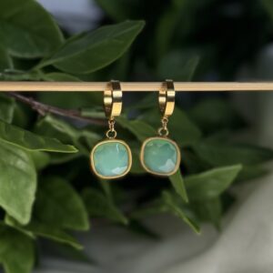 Teal And Gold Earrings