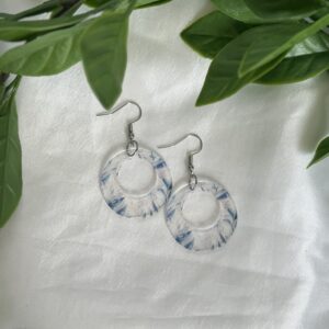 Clear Acrylic Earrings With Blue Details