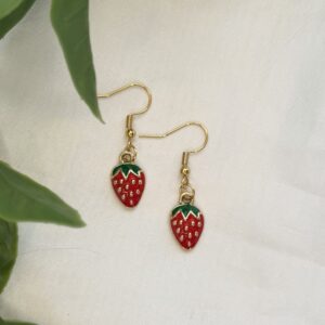 Gold Strawberry Earrings