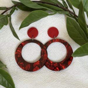Red Round Earrings