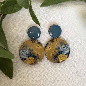 Yellow And Teal Earrings