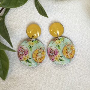 Teal And Yellow Earrings